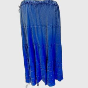 Vintage Rayon Chambray Studio West Cowgirl Skirt Sz lg